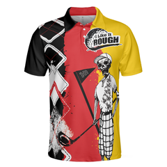 Golf I Like It Rough German Flag Polo Shirt, White Argyle Pattern Skeleton Golfing Polo Shirt, Funny Golf Shirt For Men - Hyperfavor