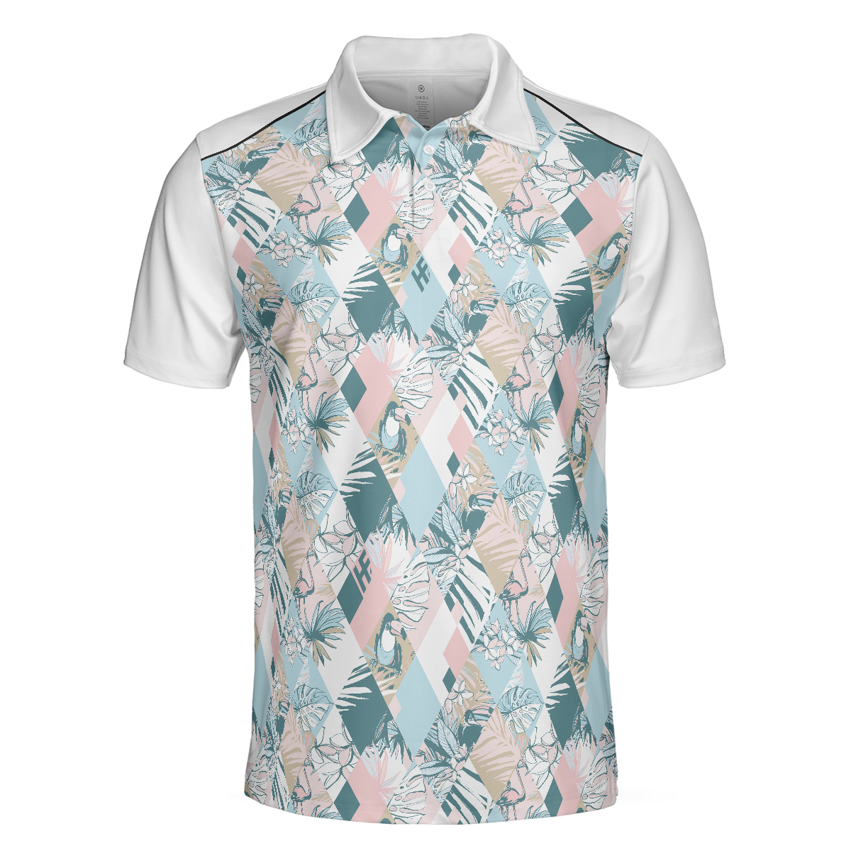 Pastel Tropical Seamless Pattern Polo Shirt, Pastel Tropical Themed Polo Shirt For Men, Summer Outfit Idea - Hyperfavor