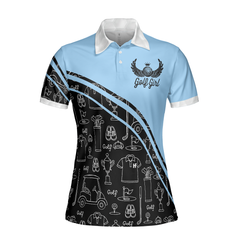 Golf Girl In Black And Blue Seamless Pattern Golf Short Sleeve Women Polo Shirt, Cool Golf Shirt For Ladies - Hyperfavor