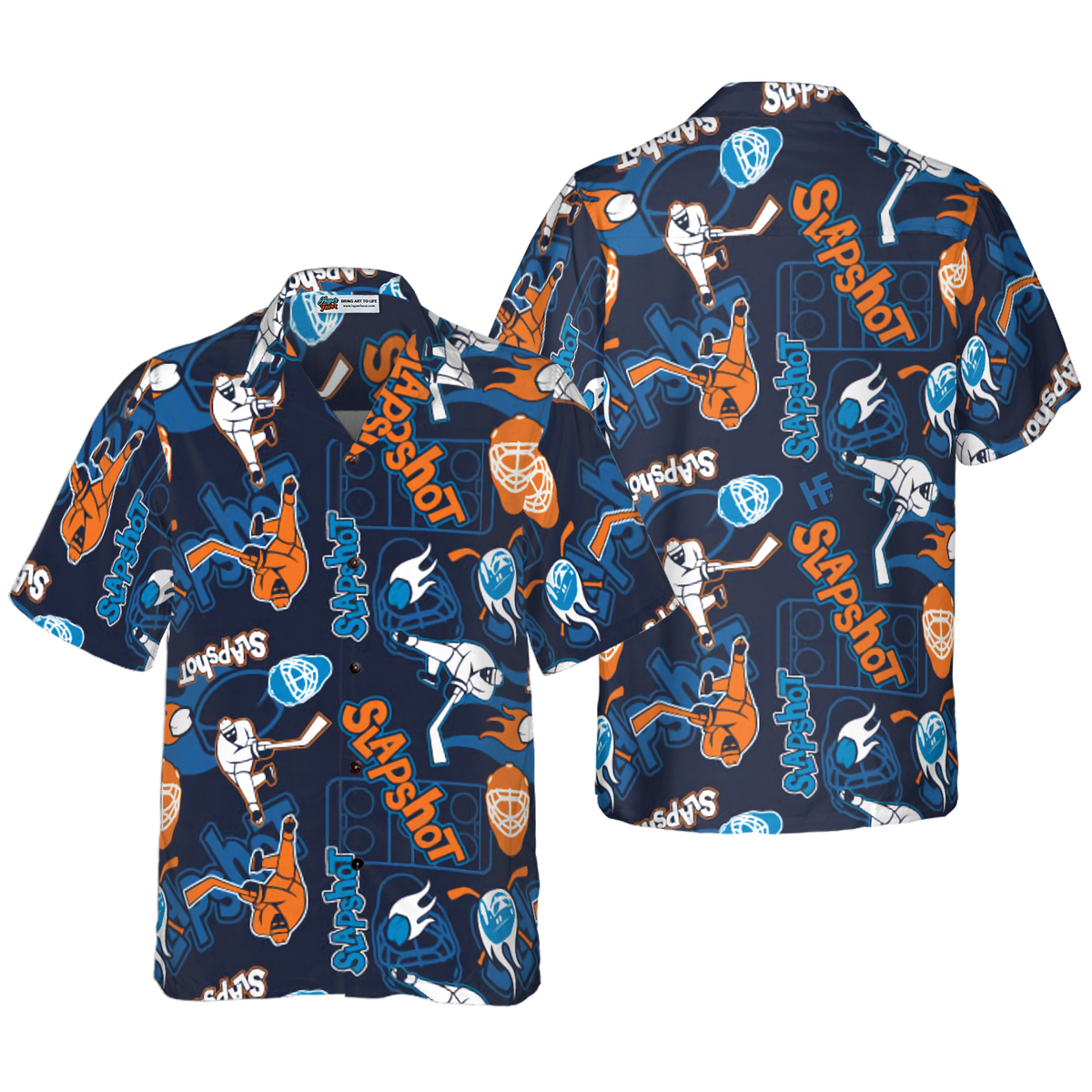 Slapshot Hockey Pattern Hawaiian Shirt - Hyperfavor