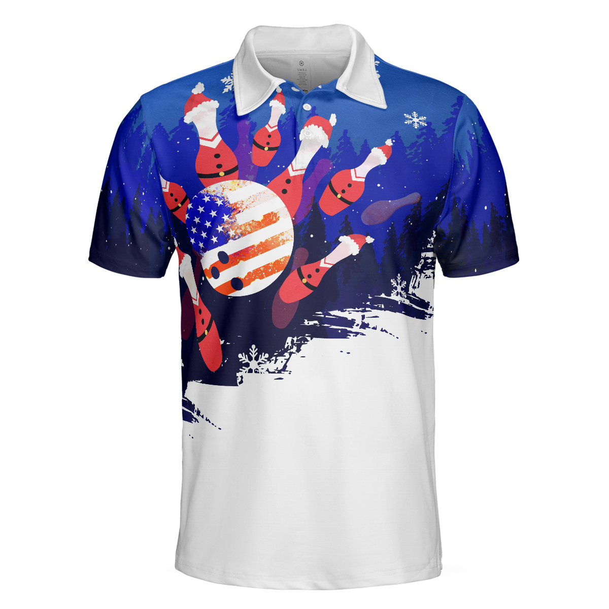 Chritsmas Bowling with Santa Pins Mens Polo Shirts - Hyperfavor