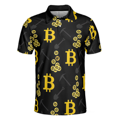 Bitcoin Seamless Pattern Cryptocurrency Polo Shirt, Crypto Mining Polo Shirt, Best Bitcoin Shirt For Men - Hyperfavor