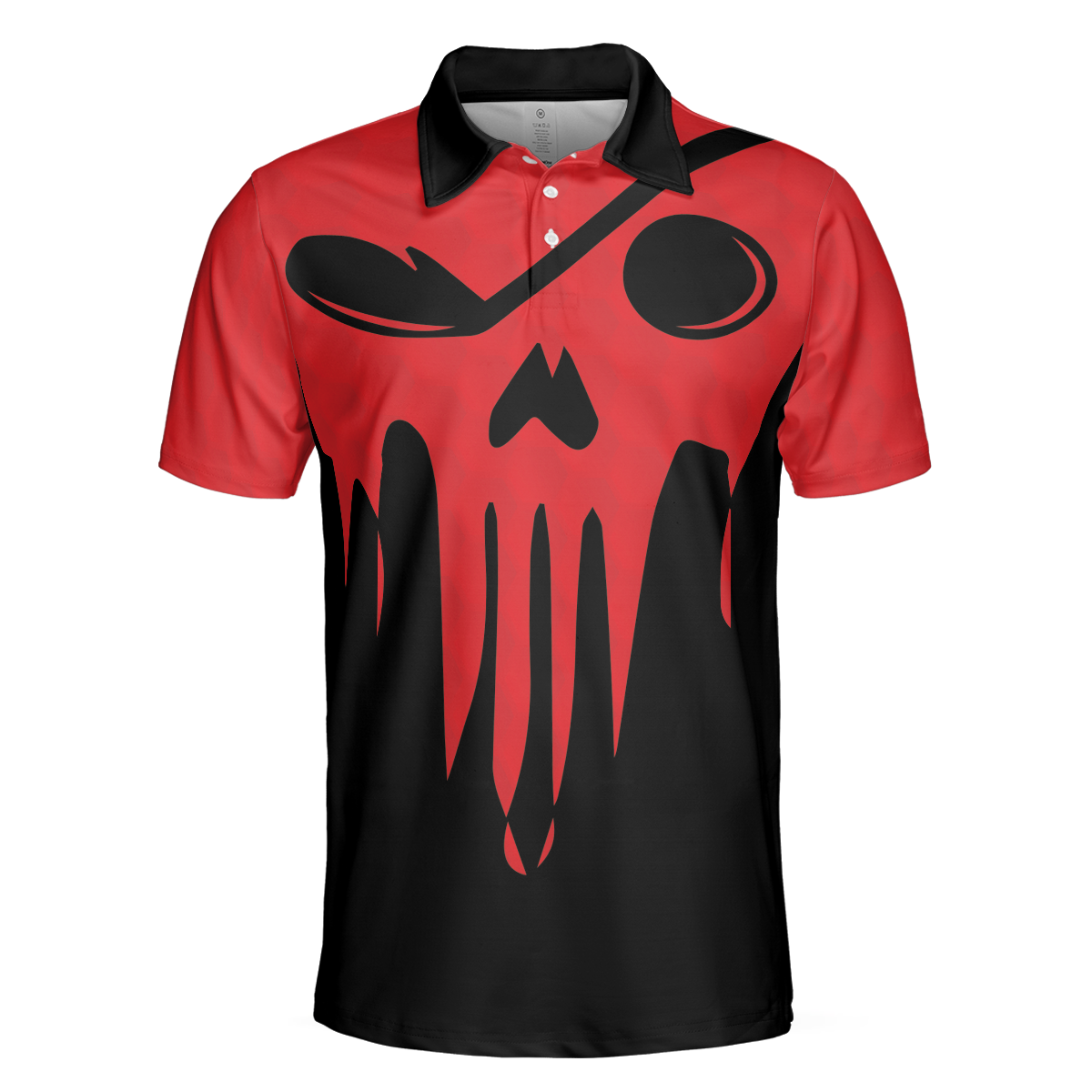 Less Talk More Golfing Polo Shirt, Scary Skull Golf Shirt For Men, Black And Red Golfing Shirt Design - Hyperfavor