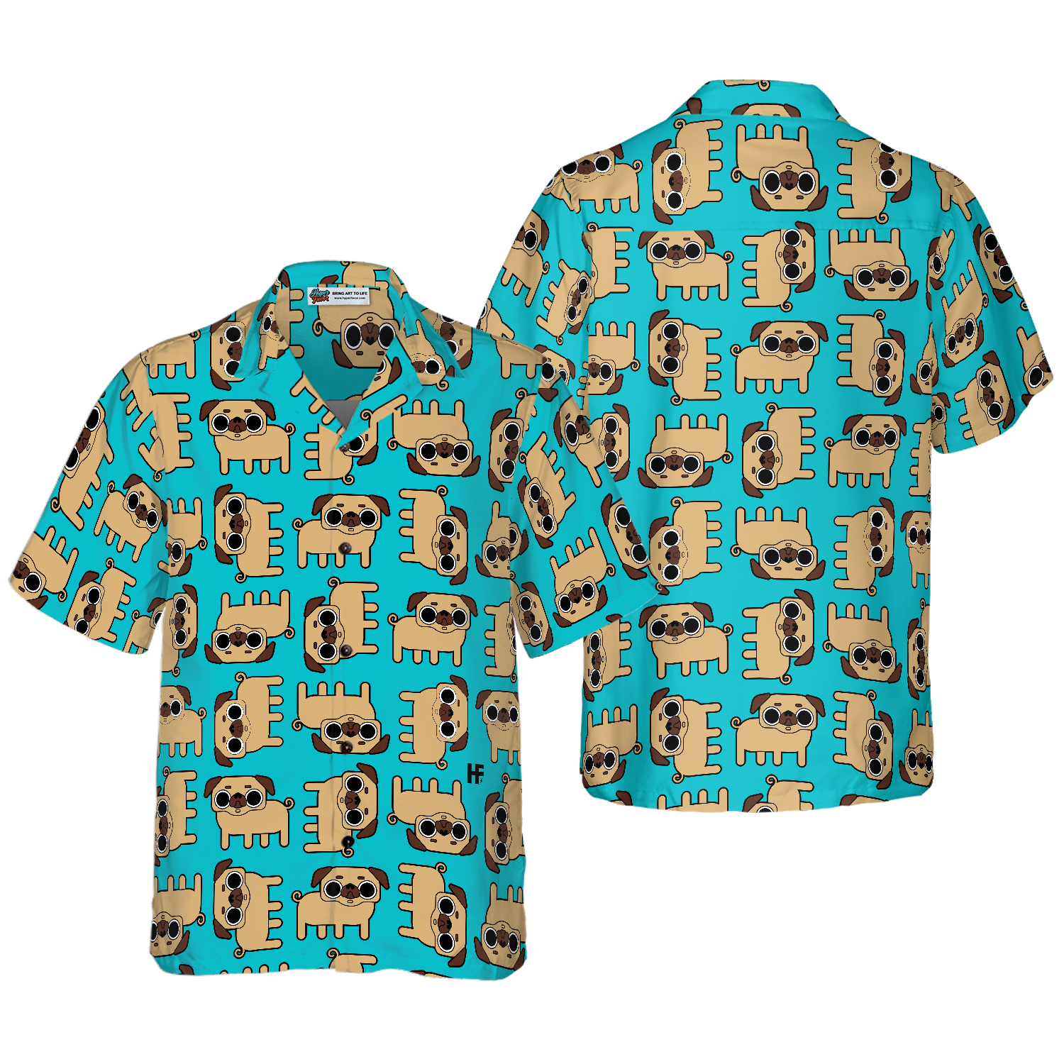 Pug Dog Seamless Pattern Shirt For Men Hawaiian Shirt - Hyperfavor