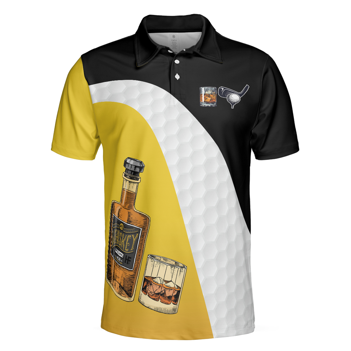 Happiness Is An Old Man With A Whiskey And A Golf Club Polo Shirt, Best Golf Shirt For Men - Hyperfavor