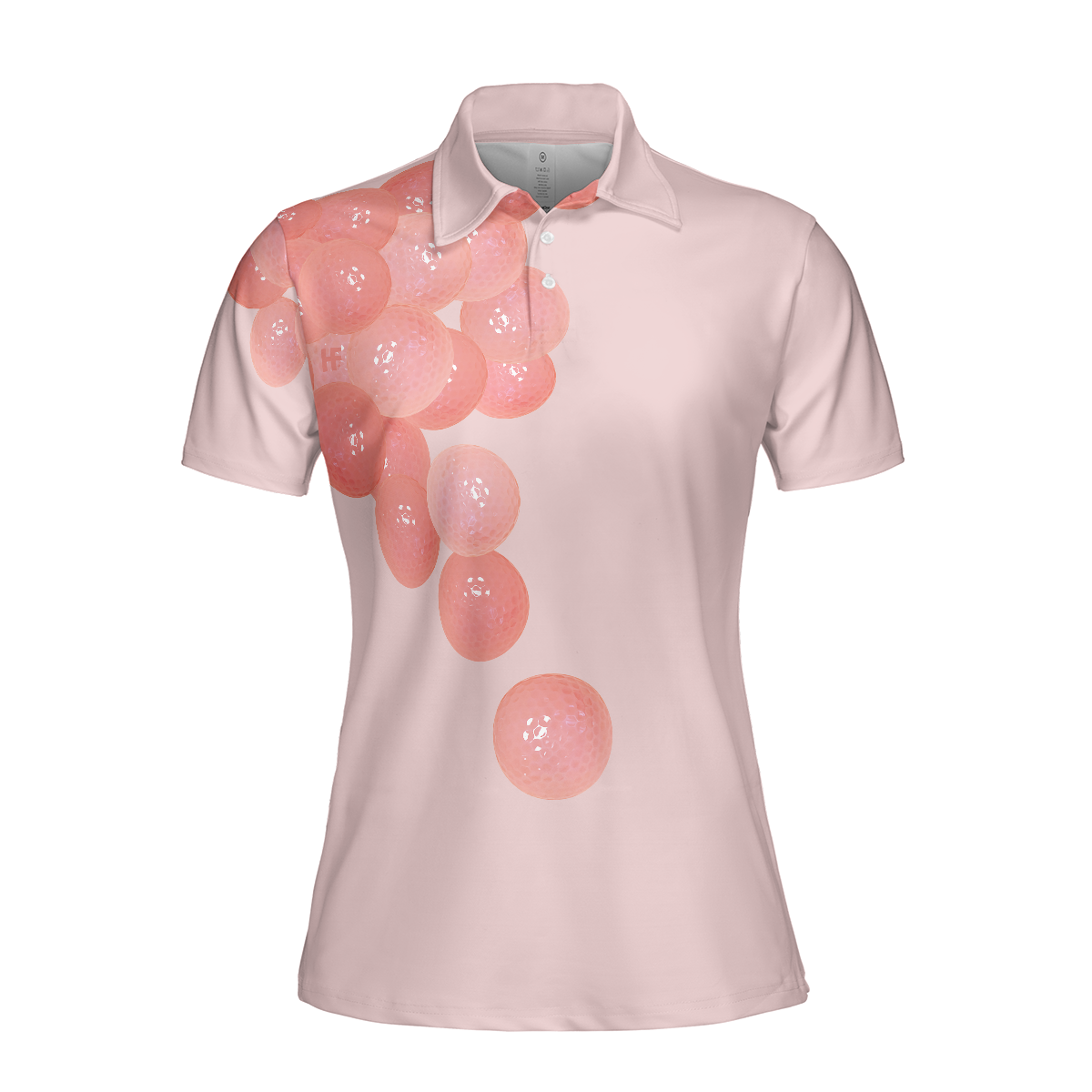 Pink Golf Balls Pattern Short Sleeve Women Polo Shirt, Thoughtful Golfing Shirt For Ladies, Best Golf Gift - Hyperfavor