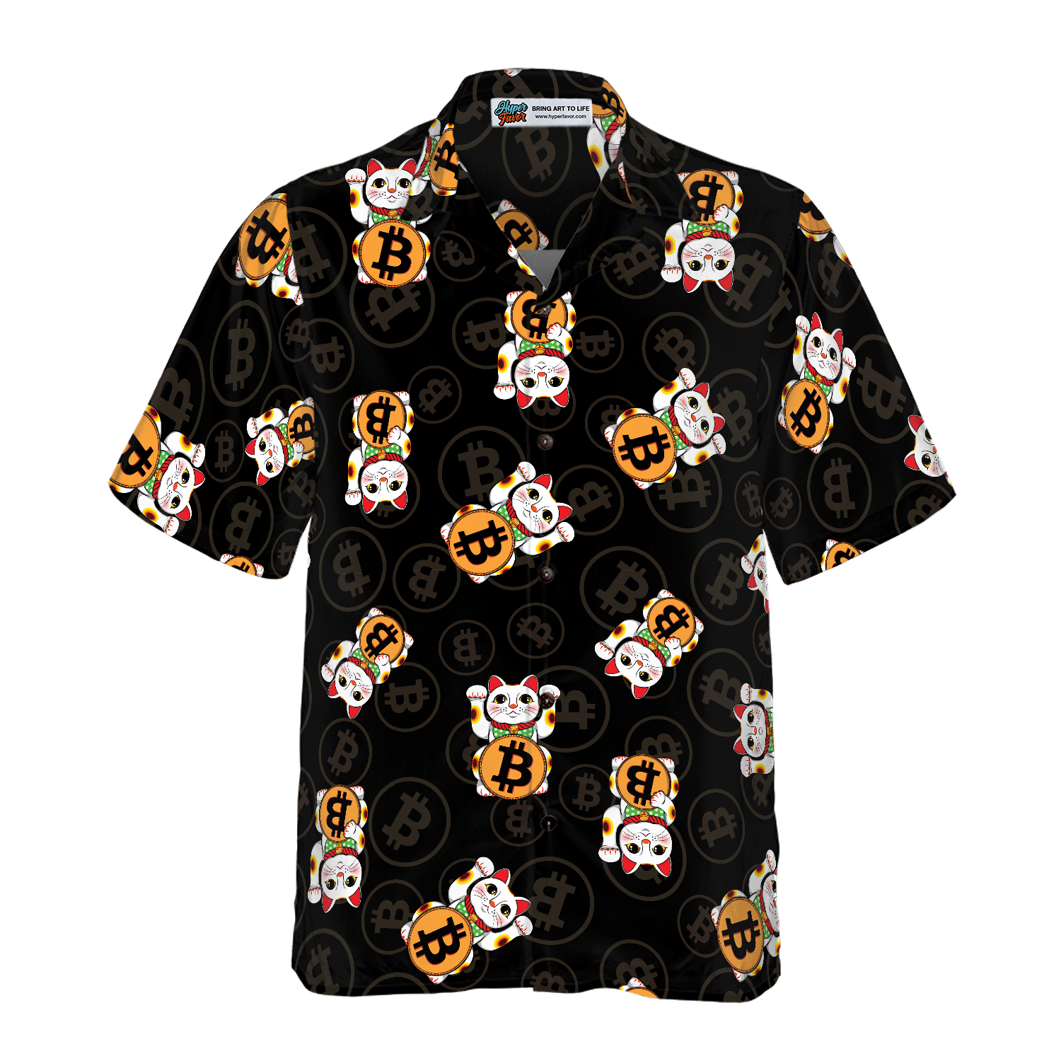 Bitcoin Lucky Cat Hawaiian Shirt - Hyperfavor