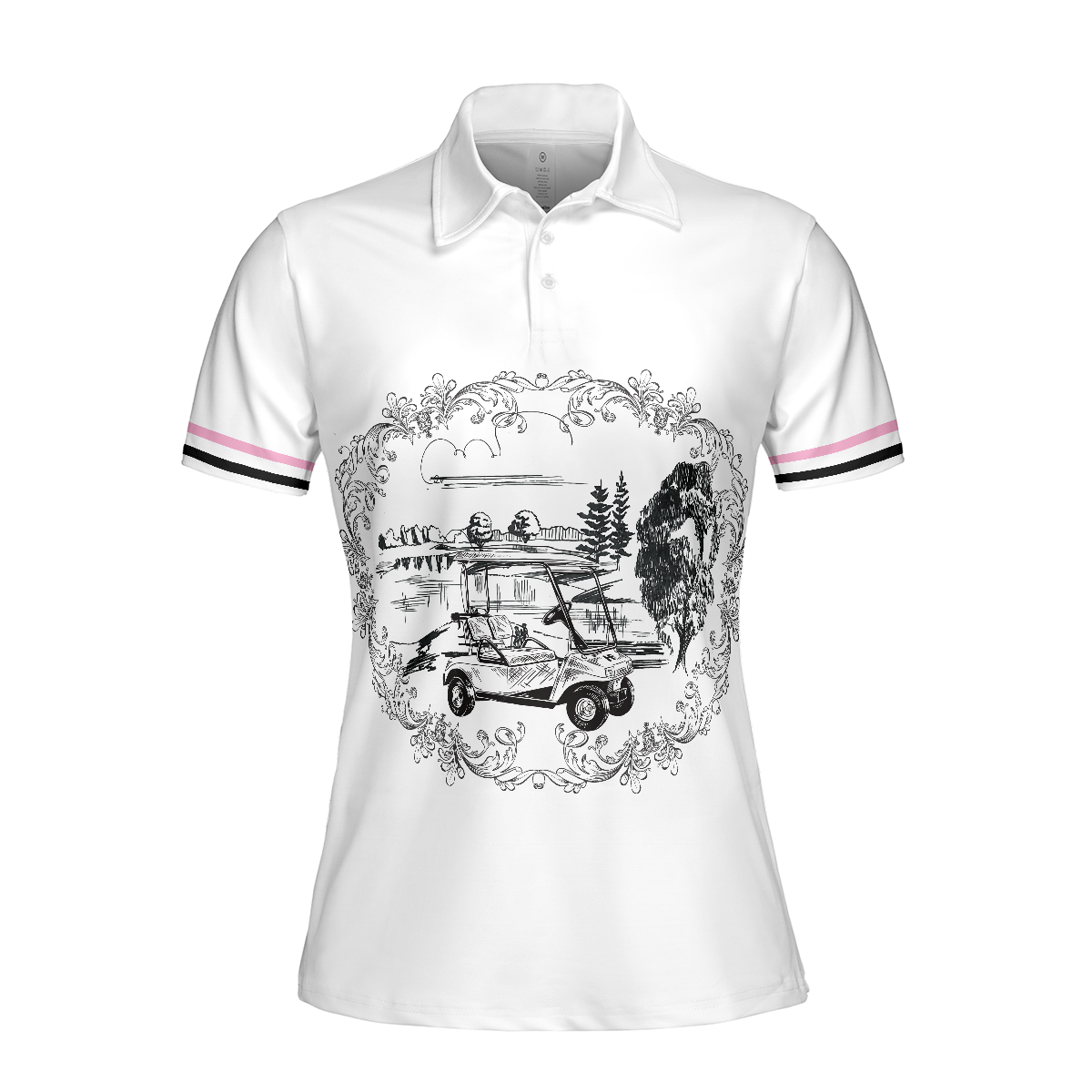 Golf Course Sketch Golf Short Sleeve Women Polo Shirt, Golf Shirt For Ladies, Gift For Female Golfers - Hyperfavor