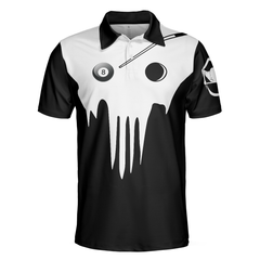 Skull Billiards Polo Shirt, Black And White Billiards Shirt For Billiards Lovers, Basic Shirt Design For Men - Hyperfavor