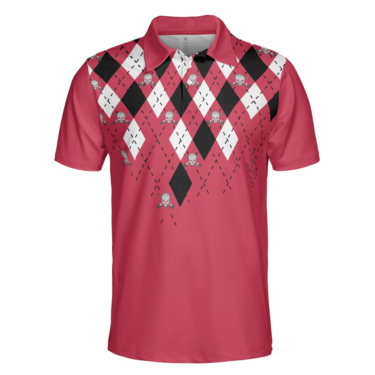 Golf Shirt With Argyle Pattern Polo Shirt, Red Plaid Pattern Golf Shirt For Golf Enthusiasts, Vibrant Golf Shirt - Hyperfavor