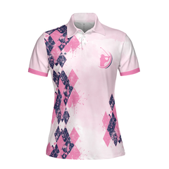 Never Underestimate A Dog Mom Golf Girl Short Sleeve Women Polo Shirt, Pink Argyle Pattern Golf Shirt, Golf Gift For Dog Lovers - Hyperfavor