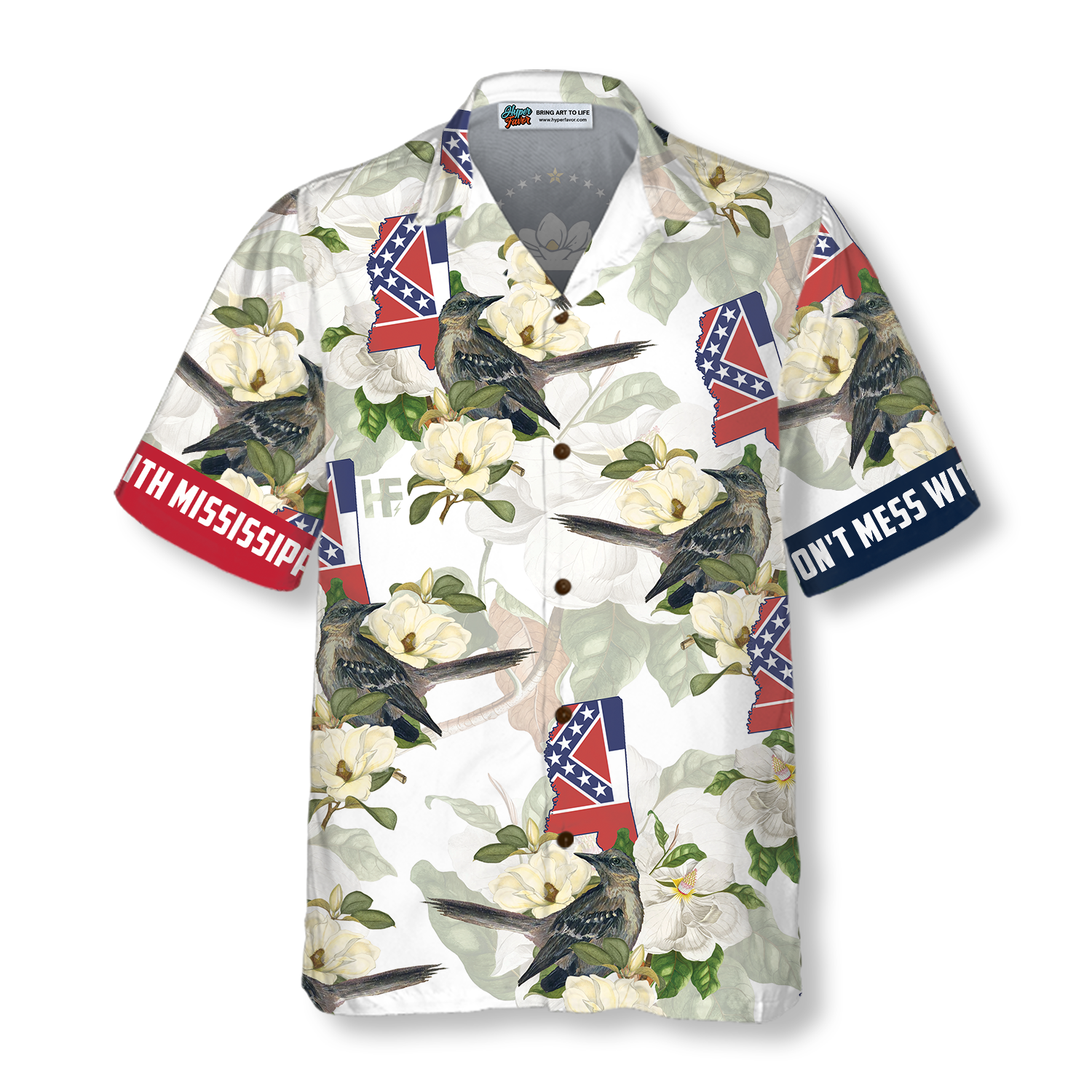 Mississippi Mockingbird And Magnolia Hawaiian Shirt - Hyperfavor