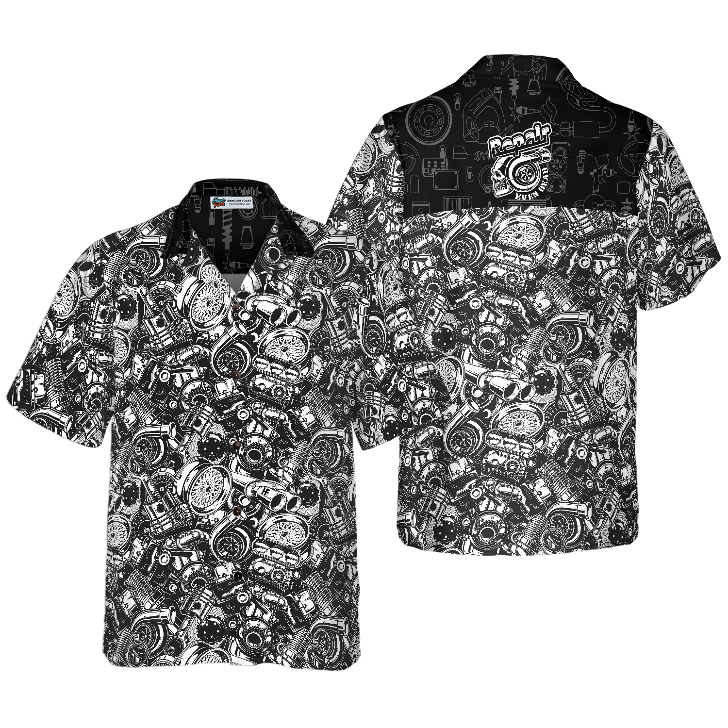 Repair Even Dead On Dark Background Hawaiian Shirt - Hyperfavor