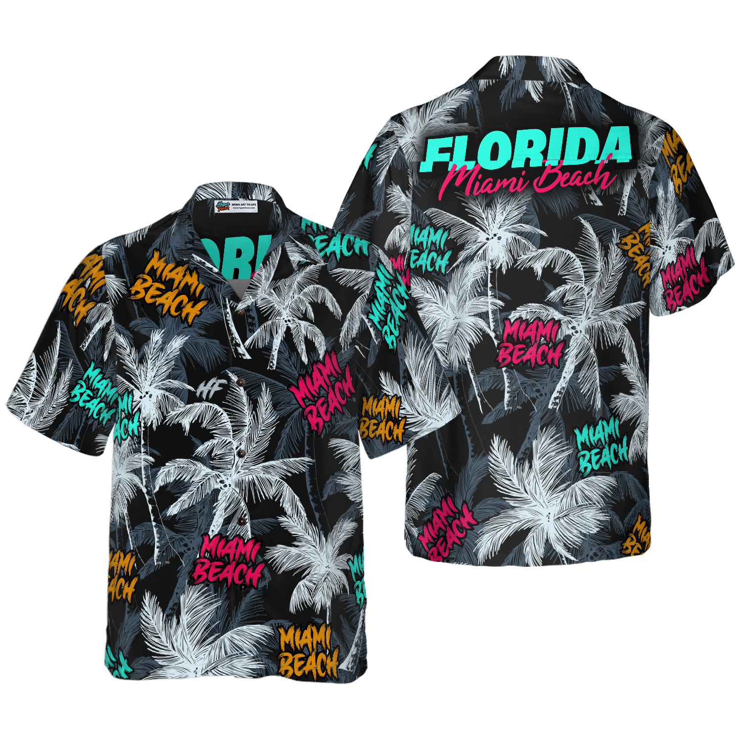 Miami Beach Coconut Tree Seamless Hawaiian Shirt - Hyperfavor