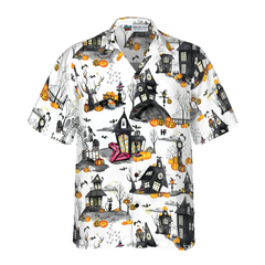 Haunted Houses Halloween Hawaiian Shirt, Halloween Shirt For Men And Women - Hyperfavor