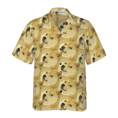 Full Face Doge Pattern Dogecoin Hawaiian Shirt - Hyperfavor