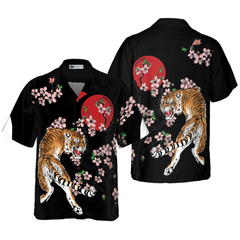 Japanese Tiger Sakura Shirt For Men Hawaiian Shirt - Hyperfavor