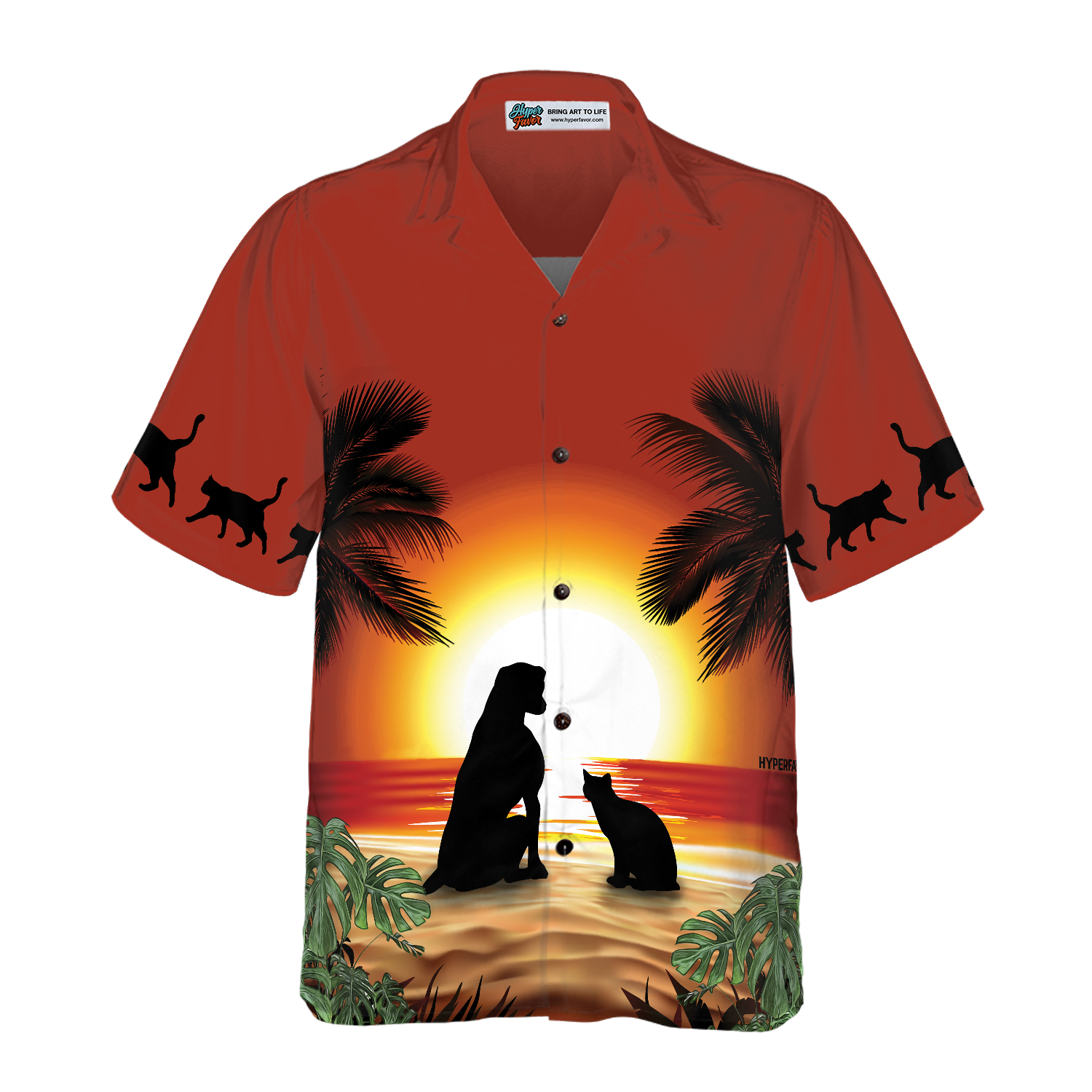 Cat And Dog Sunset Hawaiian Shirt - Hyperfavor