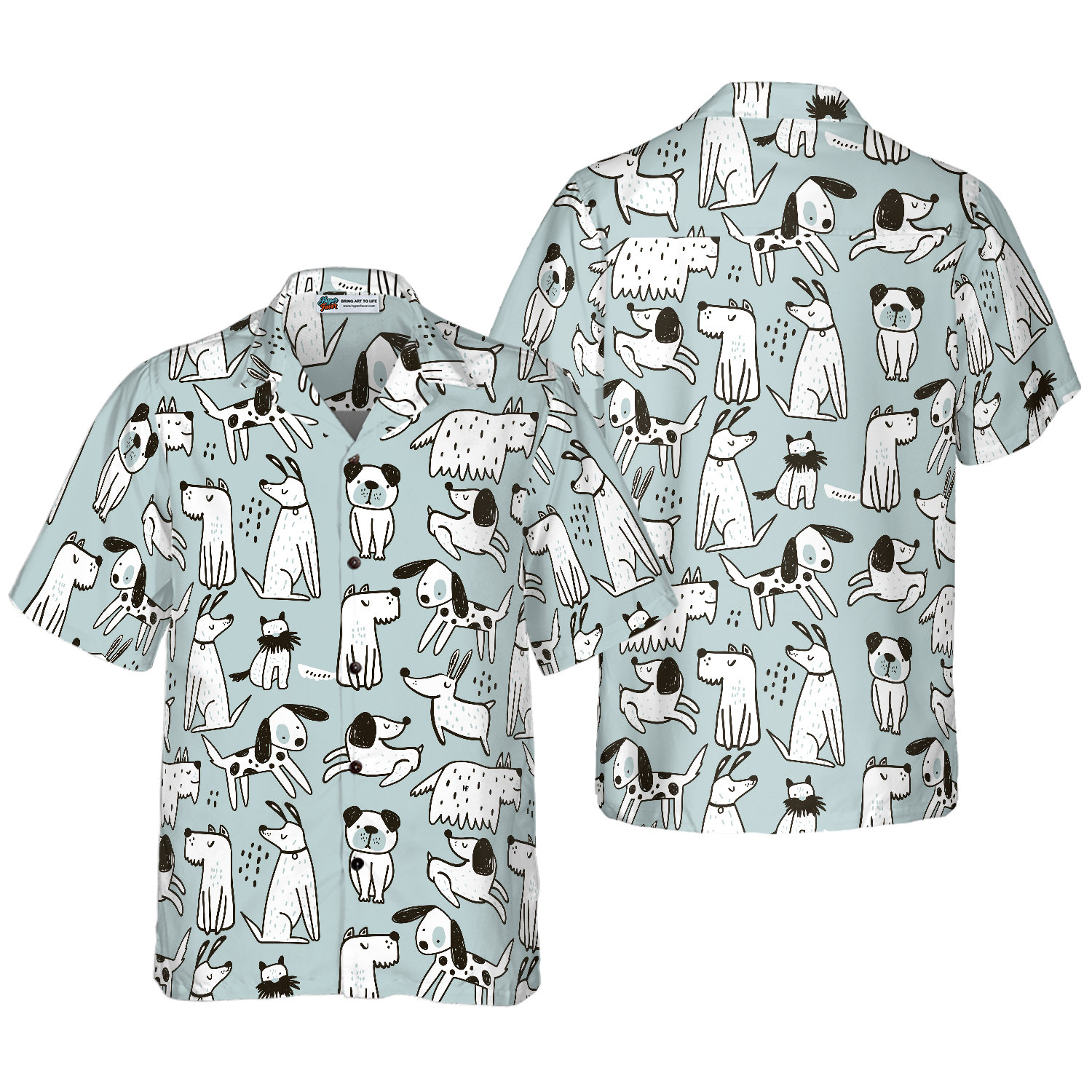 Seamless Pattern With Cute Dogs Hawaiian Shirt - Hyperfavor