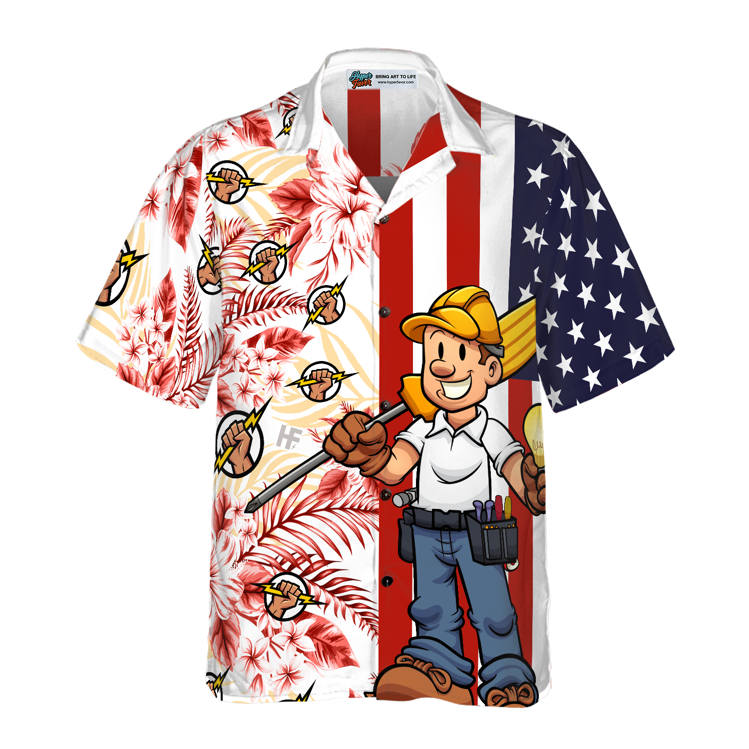 Electrician Flag Tropical Hawaiian Shirt - Hyperfavor