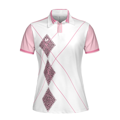 Golfing Forever Housework Whenever Leopard Argyle Style Golf Short Sleeve Women Polo Shirt, Unique Female Golf Gift - Hyperfavor