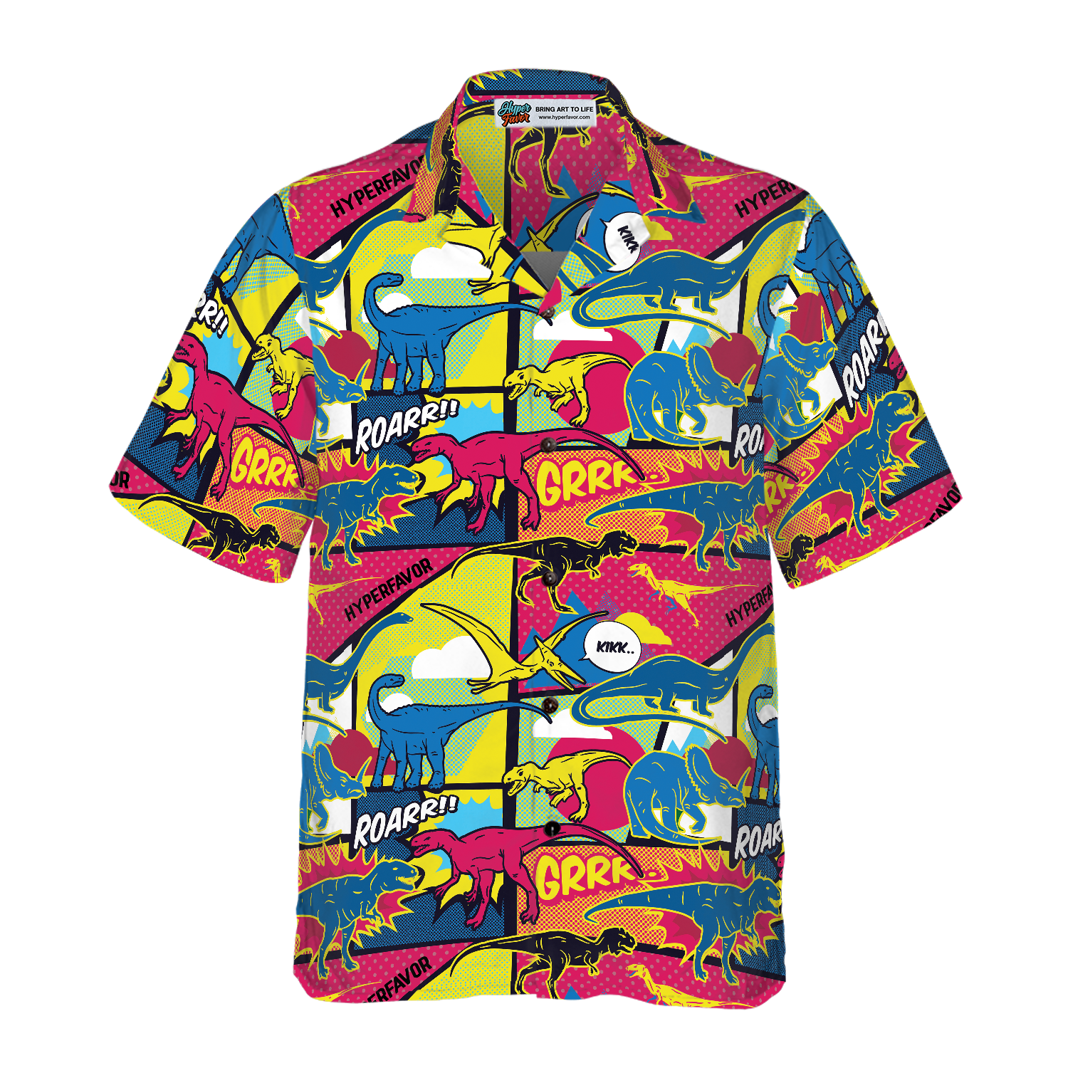 Comic Dinosaur Hawaiian Shirt - Hyperfavor