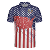 USA Map And Flag Short Sleeve Polo Shirt For Golf, American Flag Polo Shirt For Men - Hyperfavor