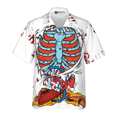 Creepy Ripped Open Rib Cage Organs Hawaiian Shirt - Hyperfavor