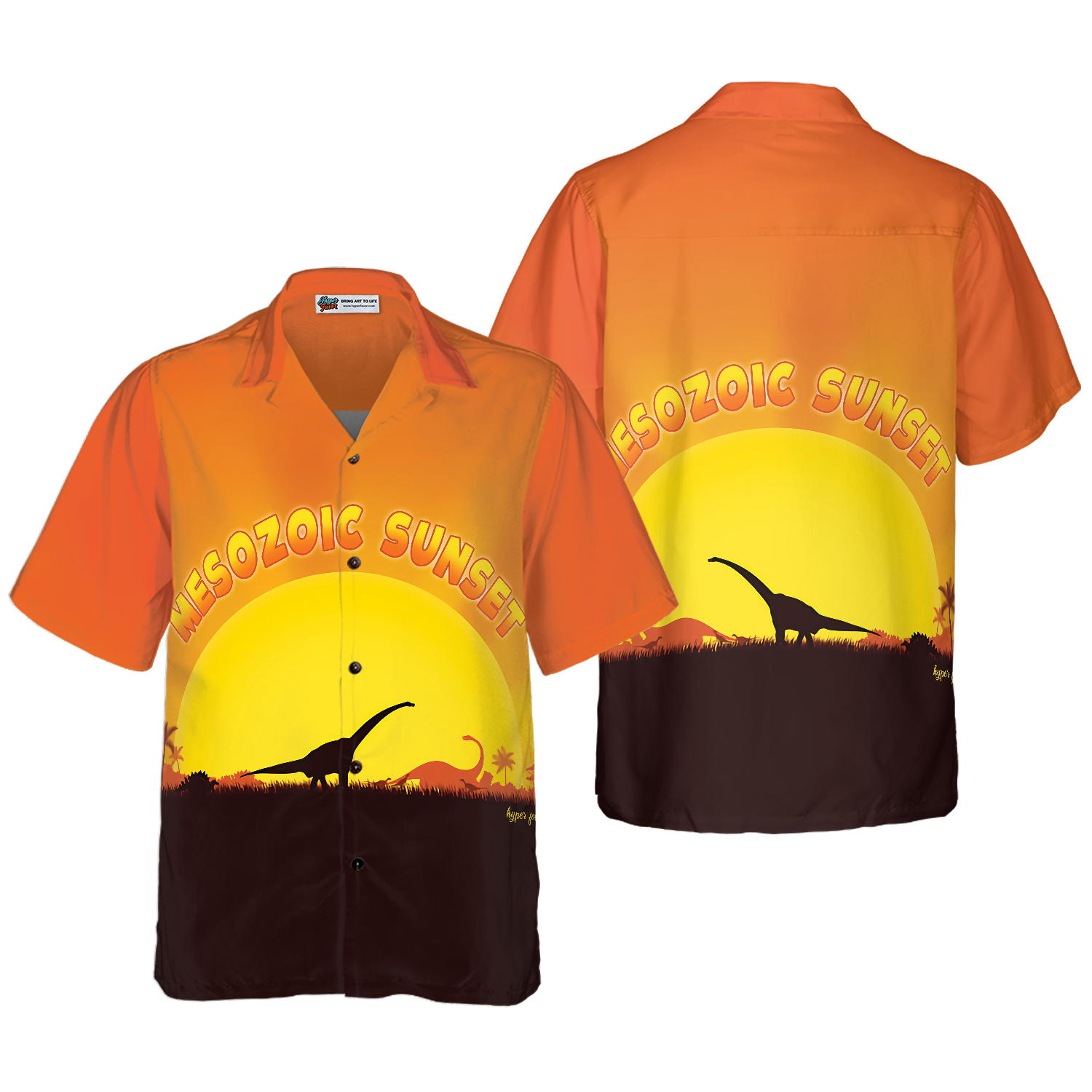 Mesozoic Sunset Dinosaur Hawaiian Shirt - Hyperfavor