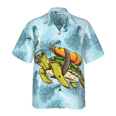 Turtle Scuba Diving Shirt For Men Hawaiian Shirt - Hyperfavor