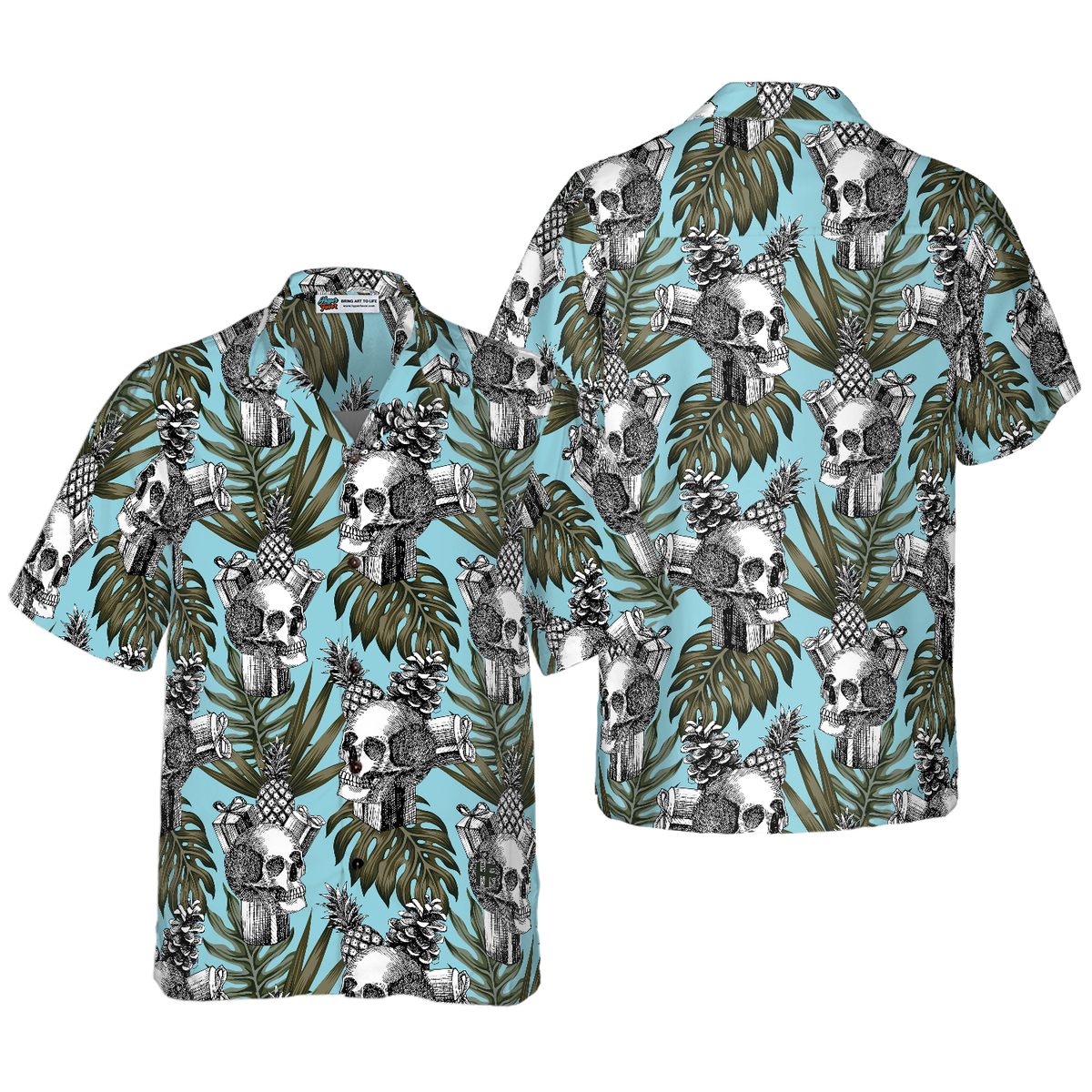 Skull Gift Pine Apple Cone Tropical Hawaiian Shirt - Hyperfavor