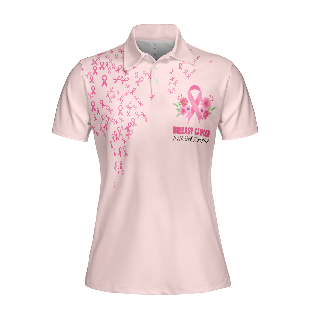 In This Family No One Fight Alone Breast Cancer Awareness Short Sleeve Women Polo Shirt - Hyperfavor