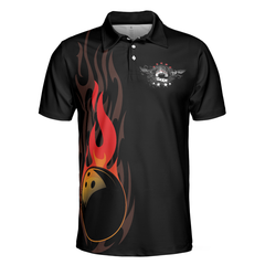 Life Is Like Bowling Keep Your Eyes On The Balls Bowling Polo Shirt, Black Flame Bowling Ball Polo Shirt For Men - Hyperfavor