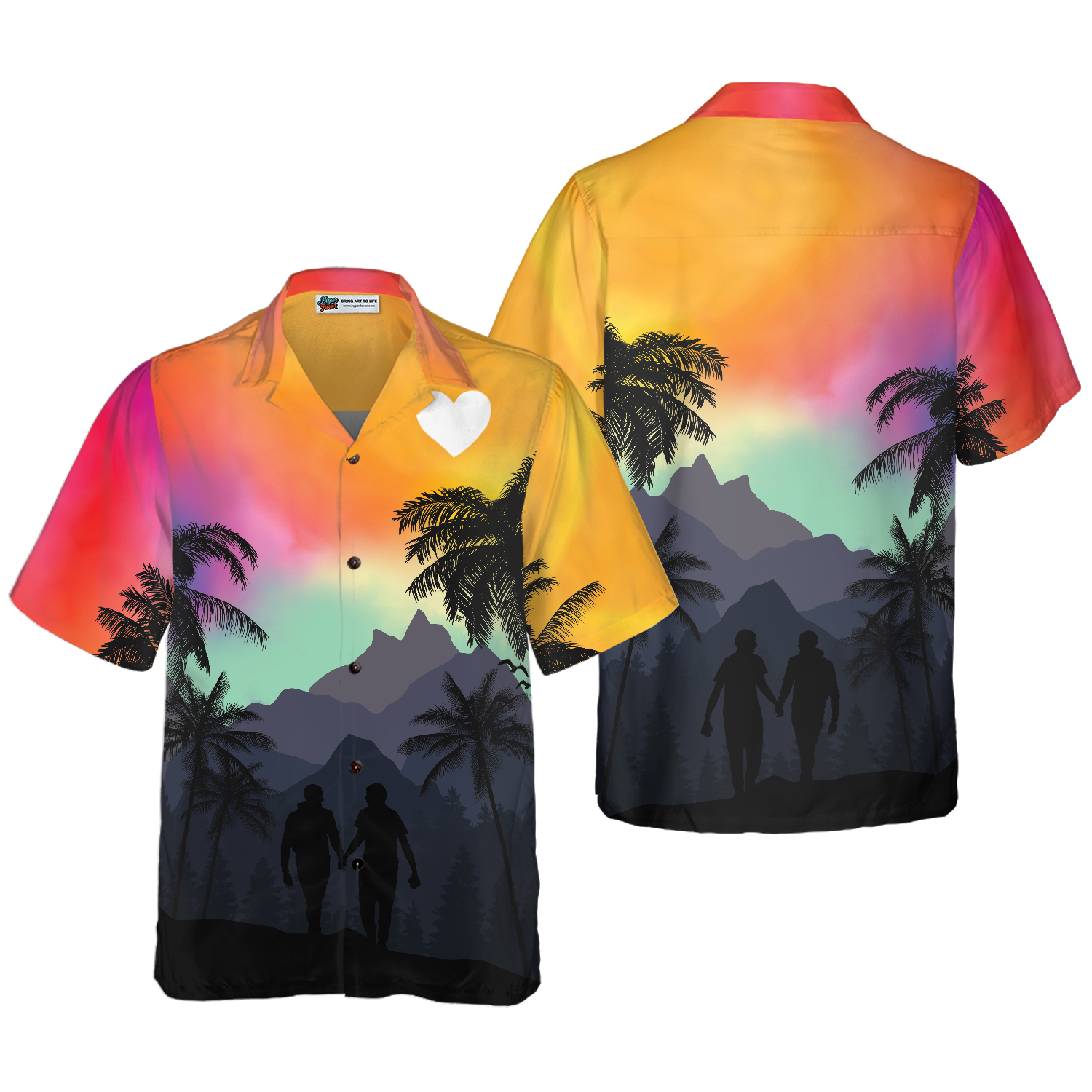 LGBT Sunset With Heart Hawaiian Shirt - Hyperfavor