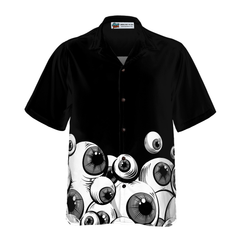 Half Shirt Scary Eyes Goth Hawaiian Shirt - Hyperfavor