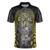 Golf Yellow Pattern Short Sleeve Polo Shirt, Checker Pattern Racing Polo Shirt, Best Golf Shirt For Men - Hyperfavor