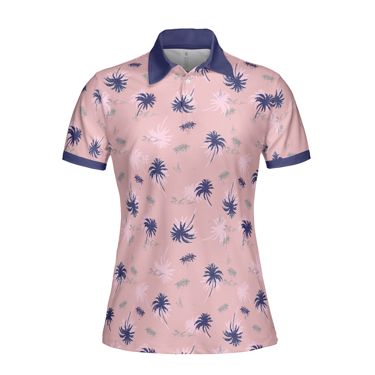 Tropical Palm Tree Pattern Shirt Short Sleeve Women Polo Shirt - Hyperfavor