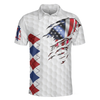Golf American Flag Argyle Polo Shirt, White Golf Texture American Flag Polo Shirt, Patriotic Golf Shirt For Men - Hyperfavor