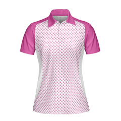 Pink Golf Balls Seamless Pattern Short Sleeve Women Polo Shirt - Hyperfavor