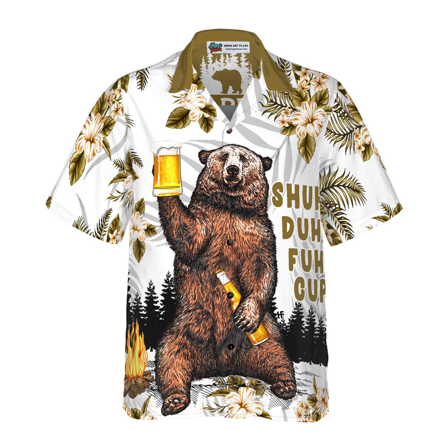 Bear Drinks Beer Hawaiian Shirt - Hyperfavor