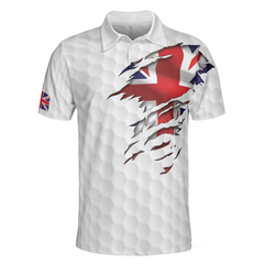 Golf Texture United Kingdom Polo Shirt, Great Britain Union Jack Polo Shirt, UK Golf Shirt For Men - Hyperfavor