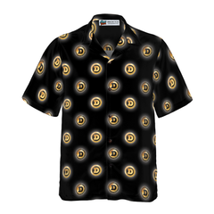 Golden Black Dogecoin Hawaiian Shirt - Hyperfavor