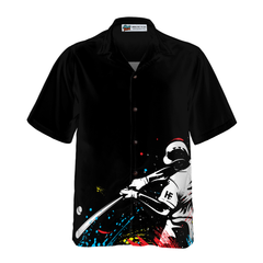 Baseball Players' Silhouettes On Paintball Pattern Hawaiian Shirt - Hyperfavor