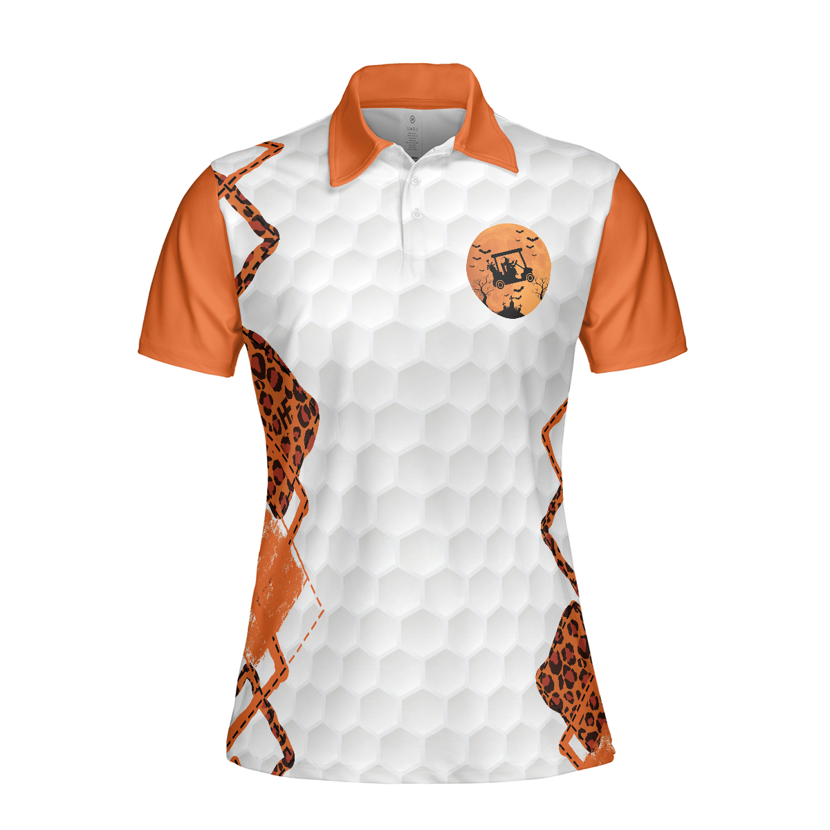 Golf I Have Two Titles Short Sleeve Women Polo Shirt, Orange Leopard Golf Shirt For Ladies, Gift For Golf Mom - Hyperfavor