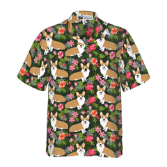 Corgi Tropical Flower Hawaiian Shirt - Hyperfavor