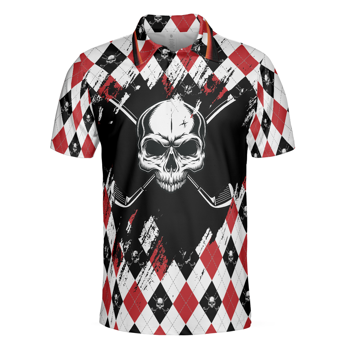 Just Gonna Stand There And Watch Me Golf Polo Shirt, Argyle Pattern Skull Golf Shirt For Men - Hyperfavor