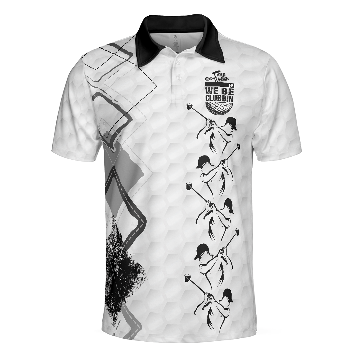 We Be Clubbin Golf Short Sleeve Polo Shirt, Golf Pattern Black And White Golfer Polo Shirt, Best Golf Shirt For Men - Hyperfavor