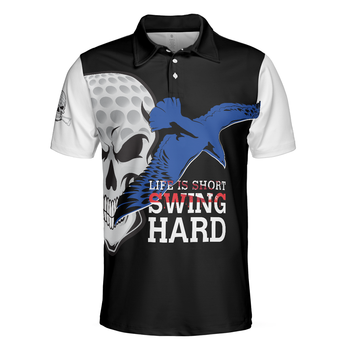 Life is Short Swing Hard Skull Albatross Polo Shirt, Golf Shirt For Men, Cool Gift For Golfers - Hyperfavor