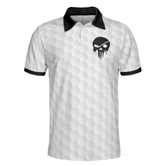 Golf Ball Pattern Skull Polo Shirt, Black And White American Flag Polo Shirt, Best Golf Shirt For Men - Hyperfavor