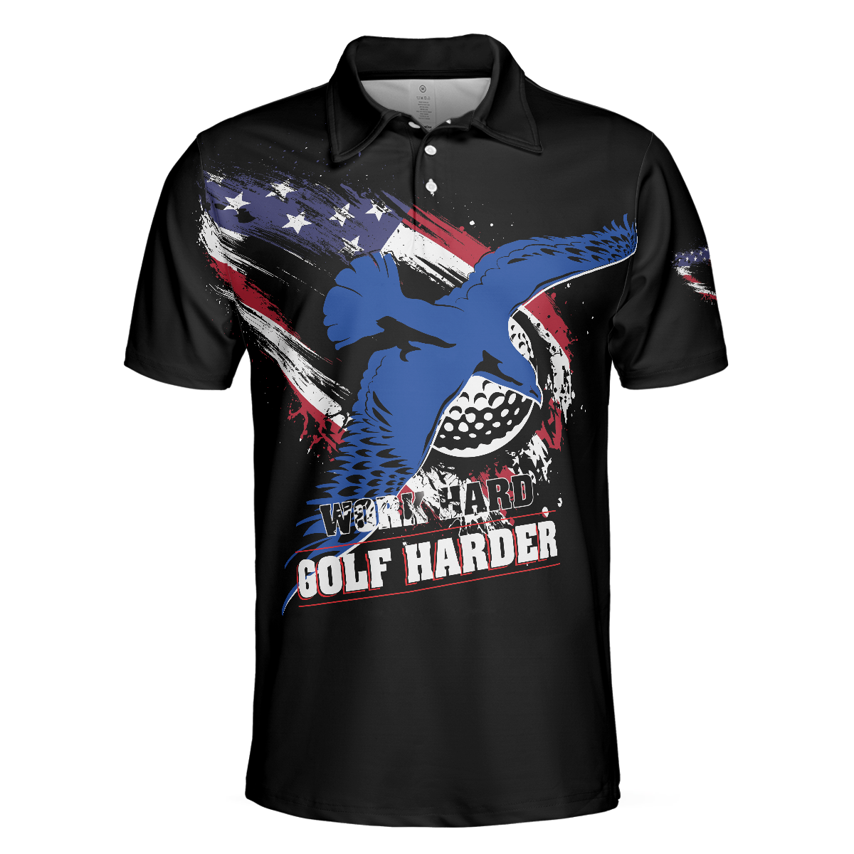 Work hard Golf harder Albatross American Flag Polo Shirt, Golf Shirt For Men, Gift For Golfers - Hyperfavor